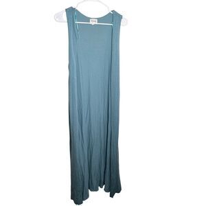 University Club Knits Cardigan Sweater Women's Large Blue Open Duster Long